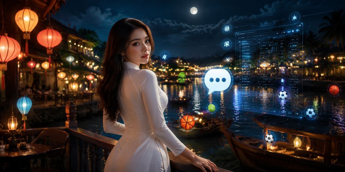 Người dùng tại Hội An trong trang phục áo dài tham gia cá cược casino trực tuyến